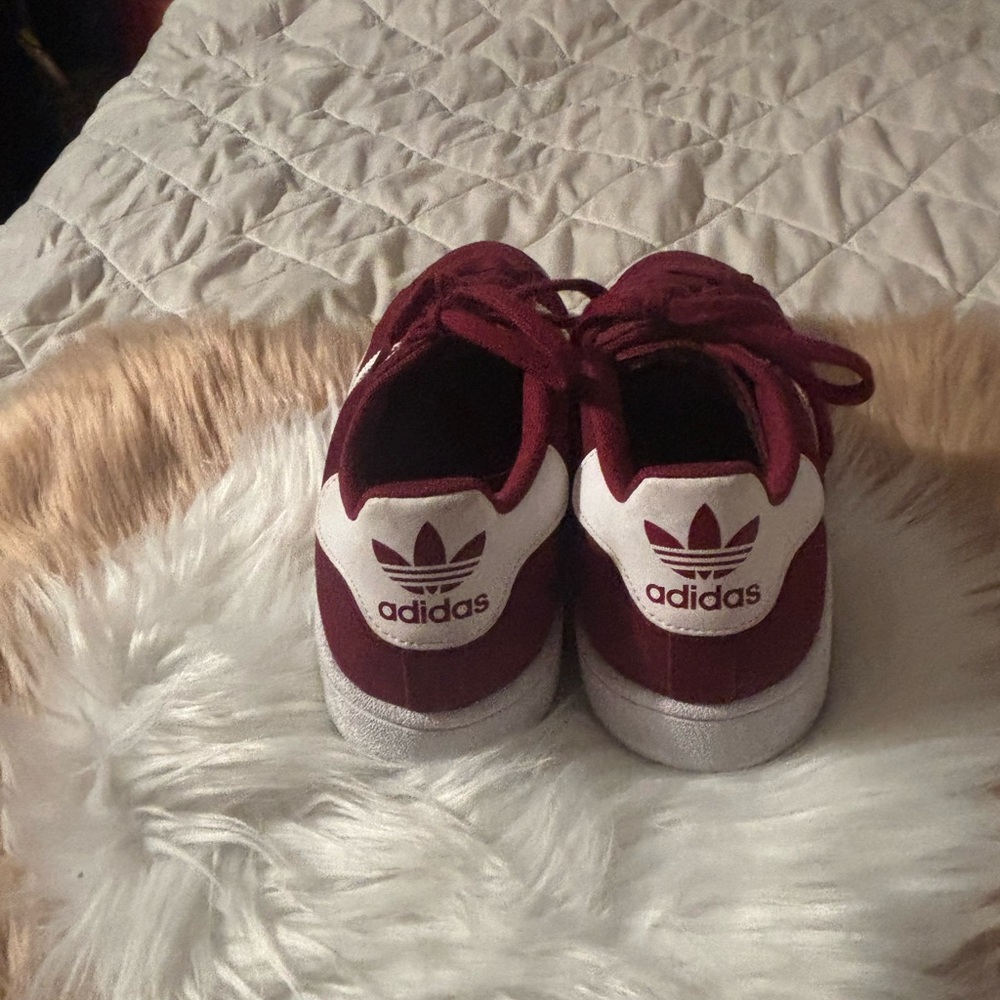 Adidas Women's Maroon and White Sneakers - Picture 6 of 7